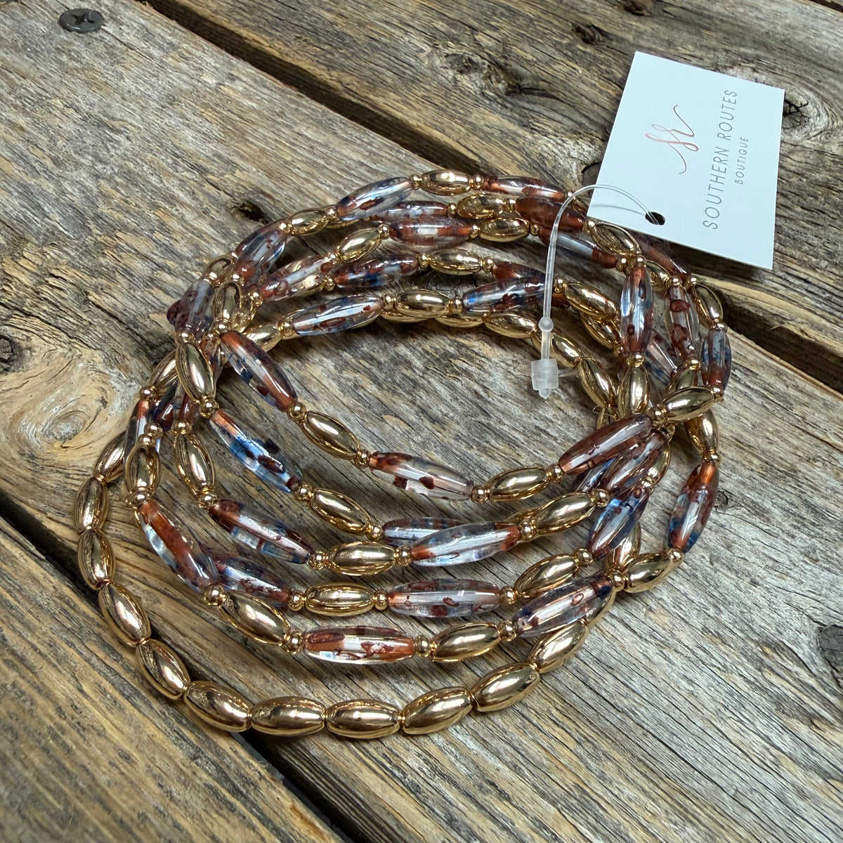 Beaded Stretch Bracelet Set | Mauve/Clear