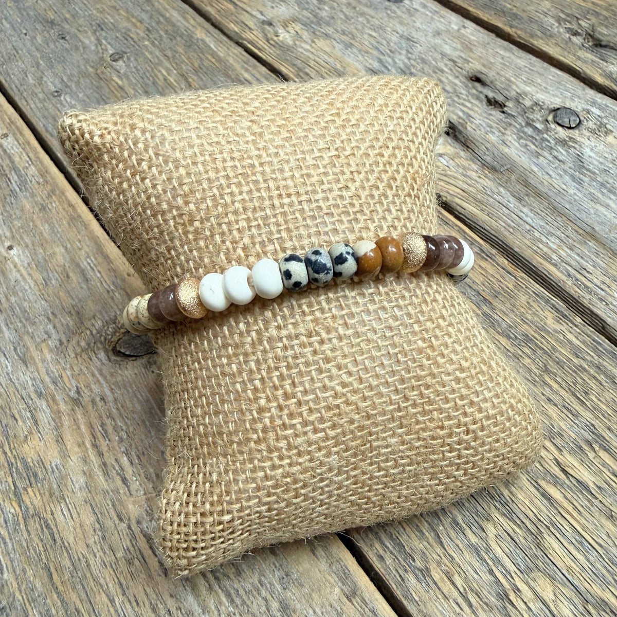 Natural Stone Stretch Bracelet | Brown Mix