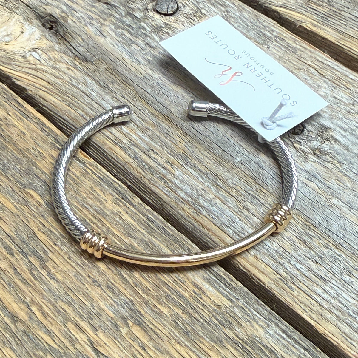 Twisted Mix Metal Cuff Bracelet | Gold/Silver