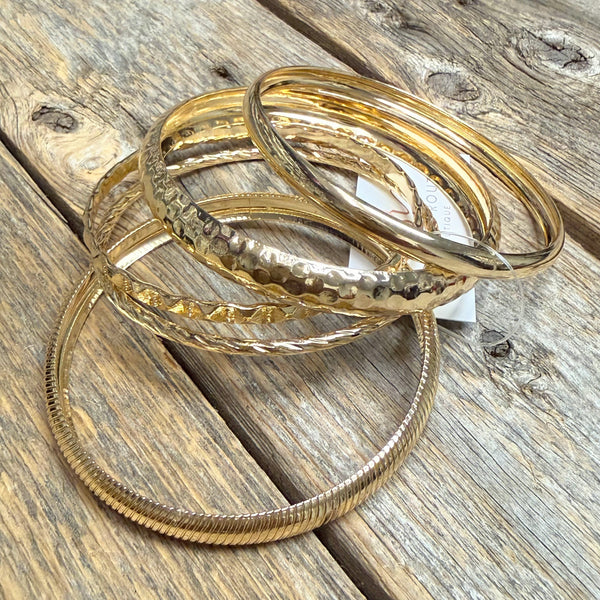 Bangle Bracelet Set | Gold