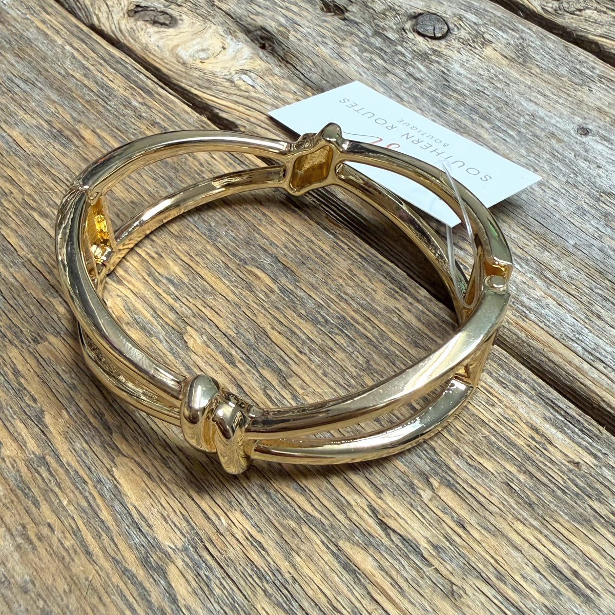 Knot Hinged Bangle Bracelet | Gold