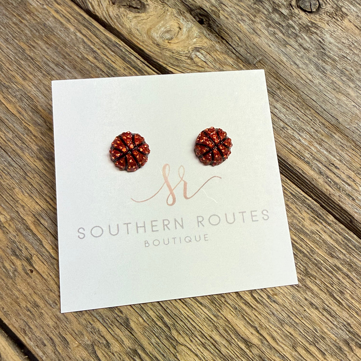 Basketball Crystal Stud Earrings | Orange