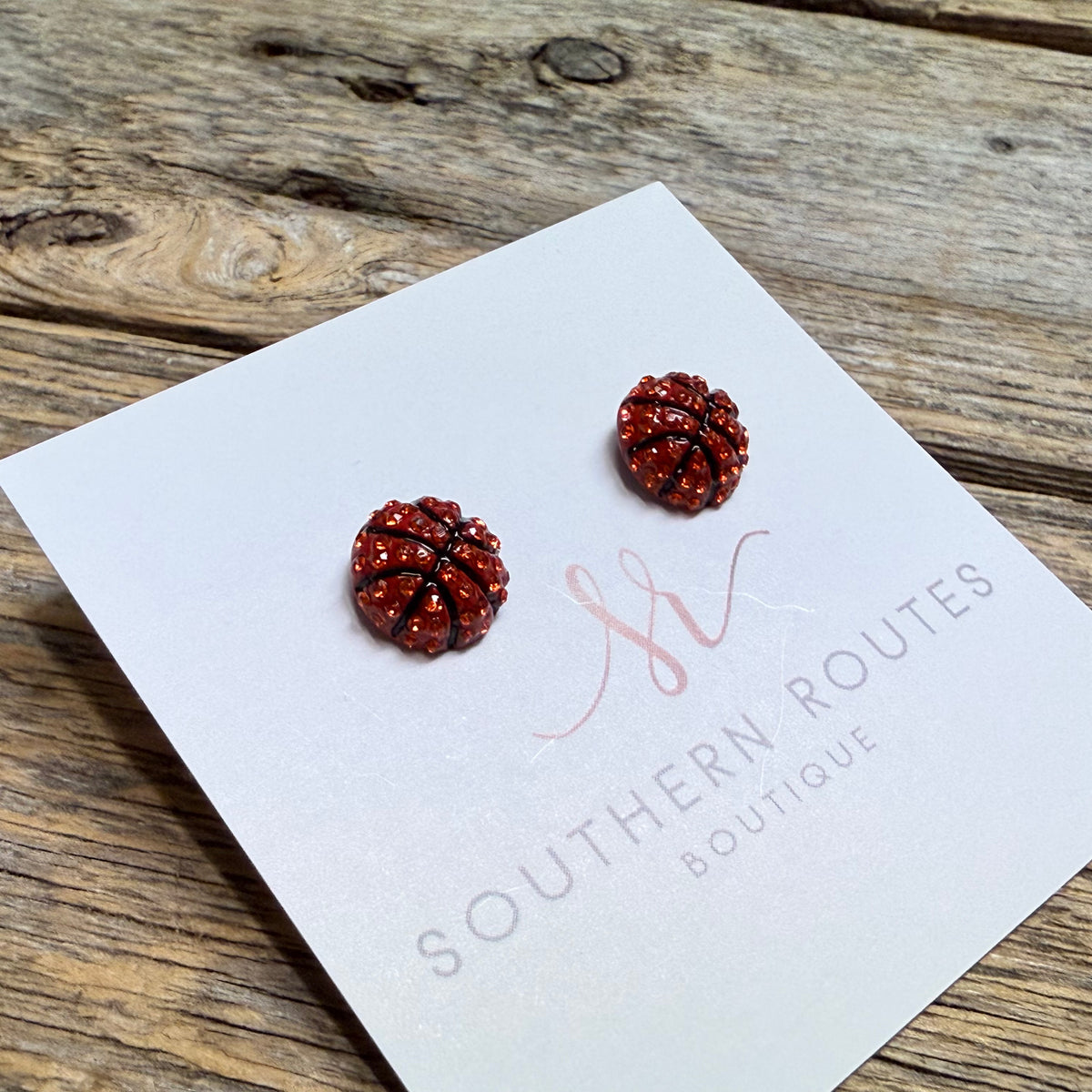 Basketball Crystal Stud Earrings | Orange