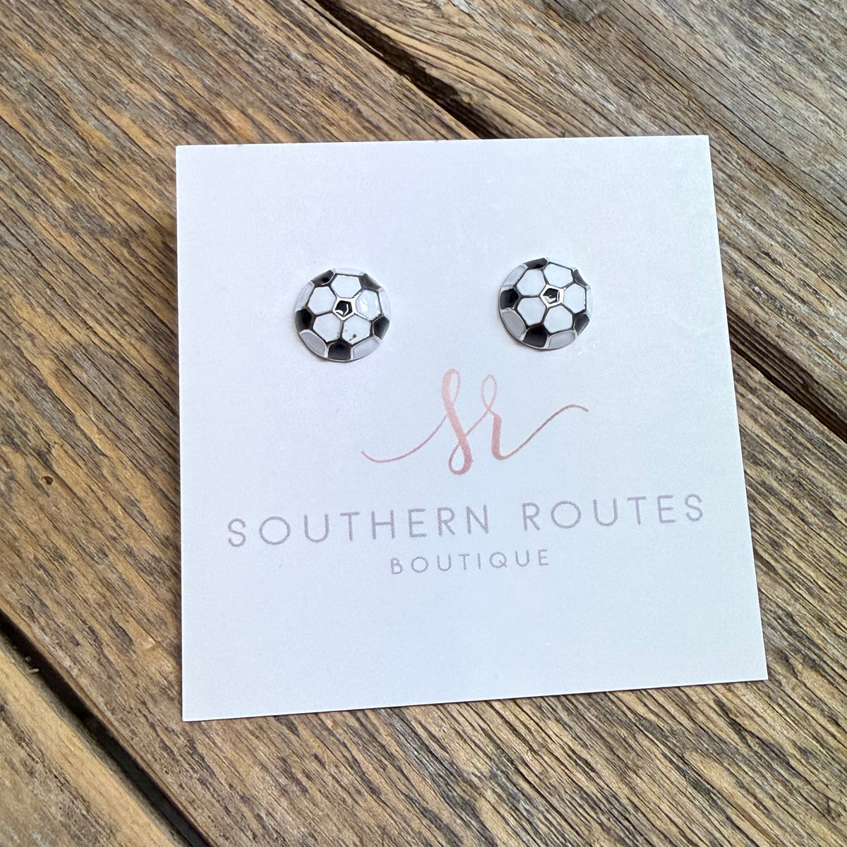 Soccer Ball Stud Earrings | Silver