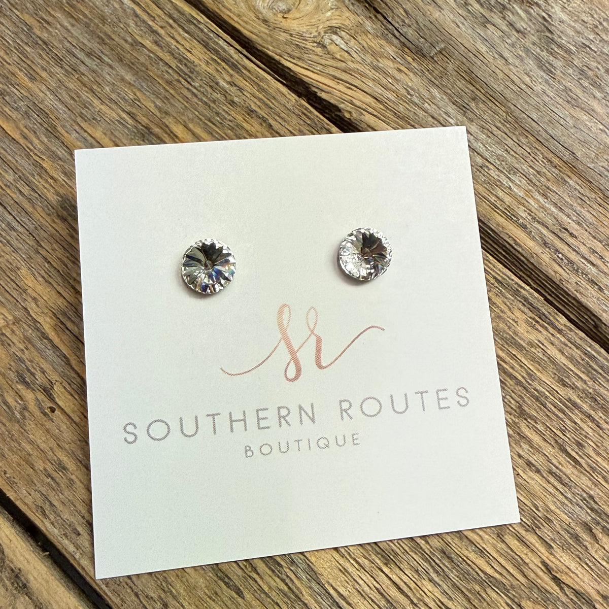 Rhinestone Stud Earrings | Clear/Silver