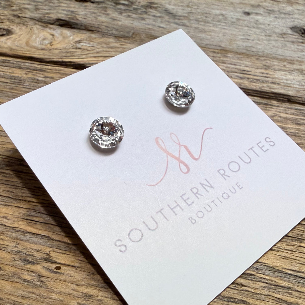 Rhinestone Stud Earrings | Clear/Silver