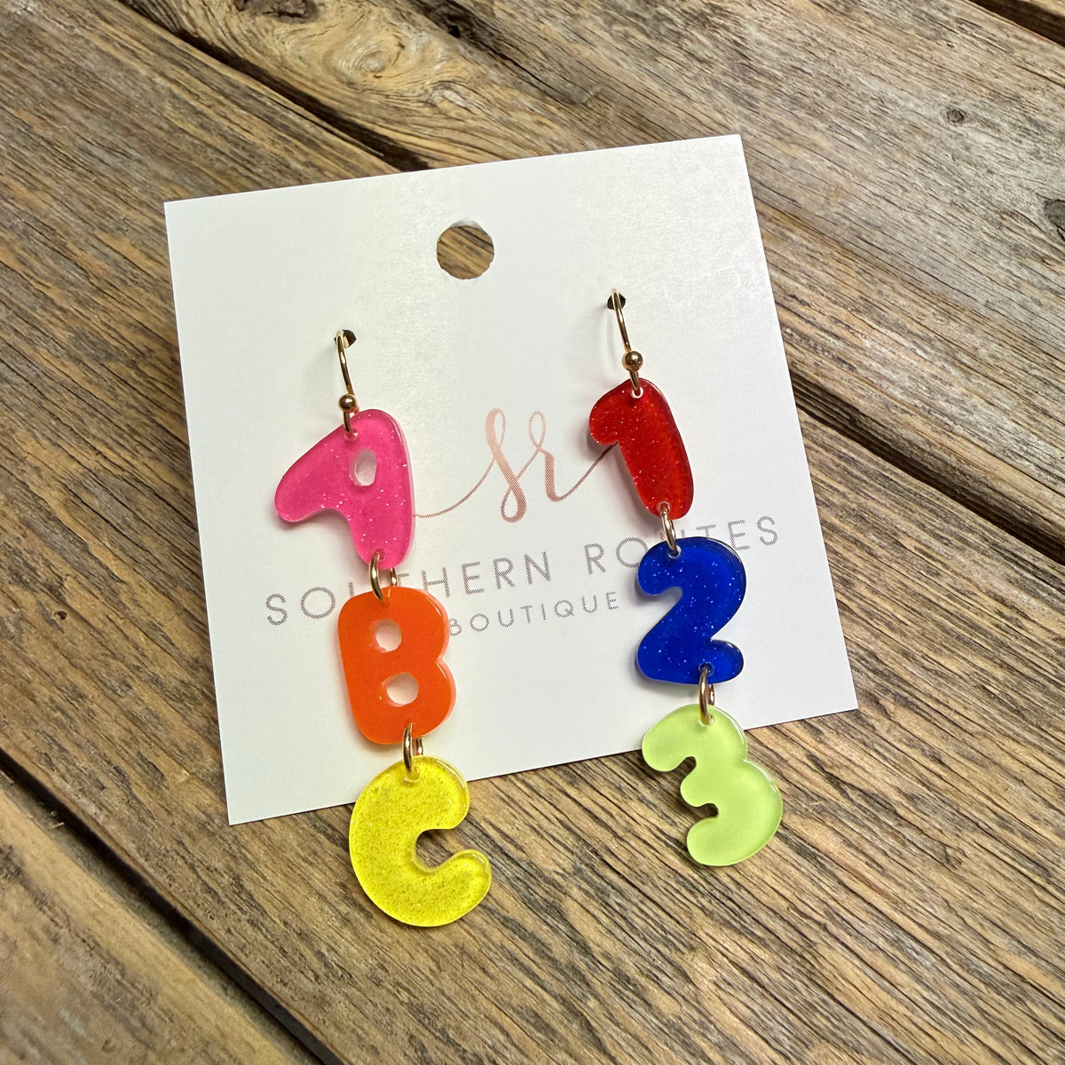ABC 123 Acrylic Earrings | Multi