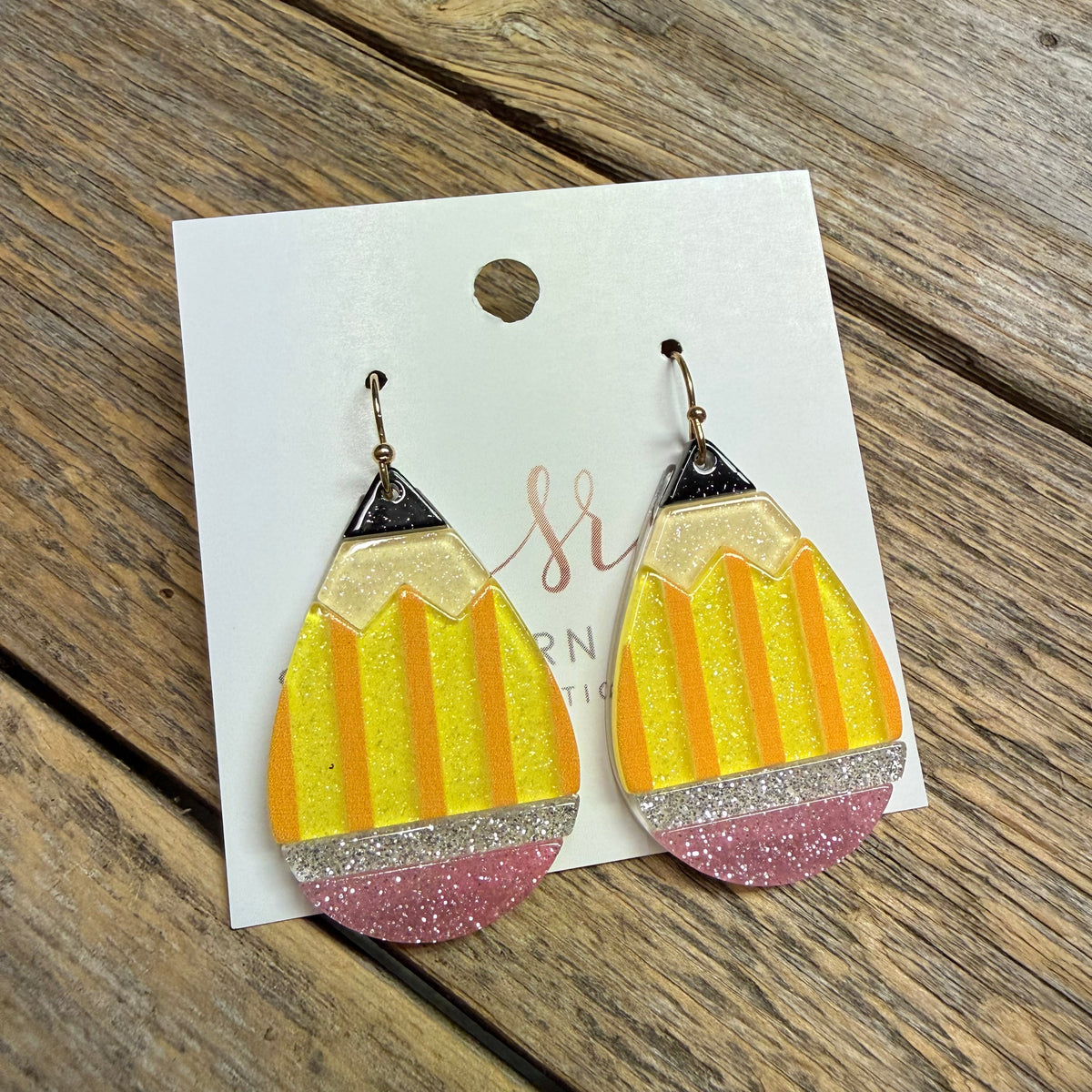 Pencil Acrylic Earrings | Yellow