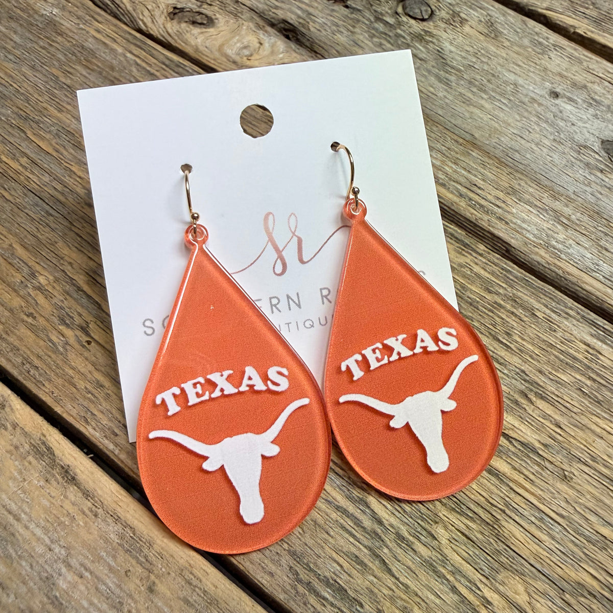 Texas Longhorn Acrylic Earrings | Orange