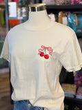Cherry Bow Embroidered Tee | Cream
