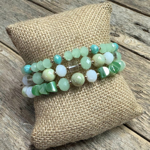 Beaded Stretch Bracelet Set | Mint