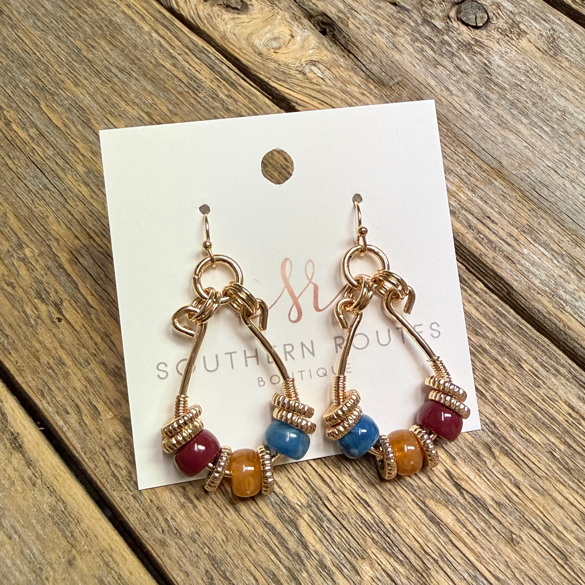 Glass Bead Double Hook Teardrop Earrings | Multi