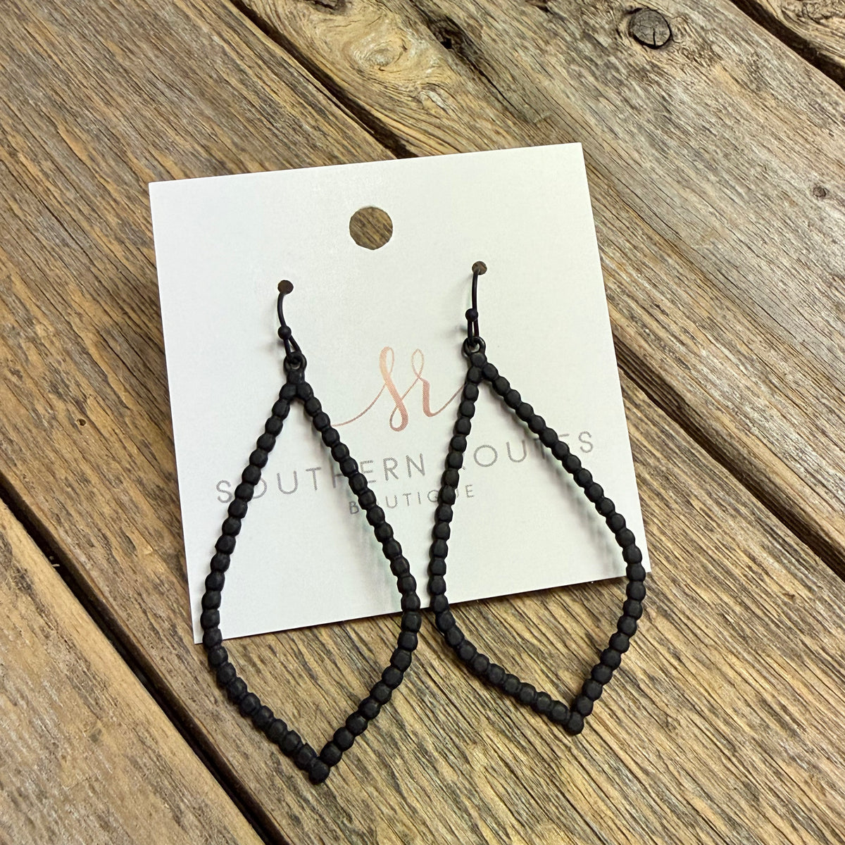 Matte Teardrop Metal Earrings | Black