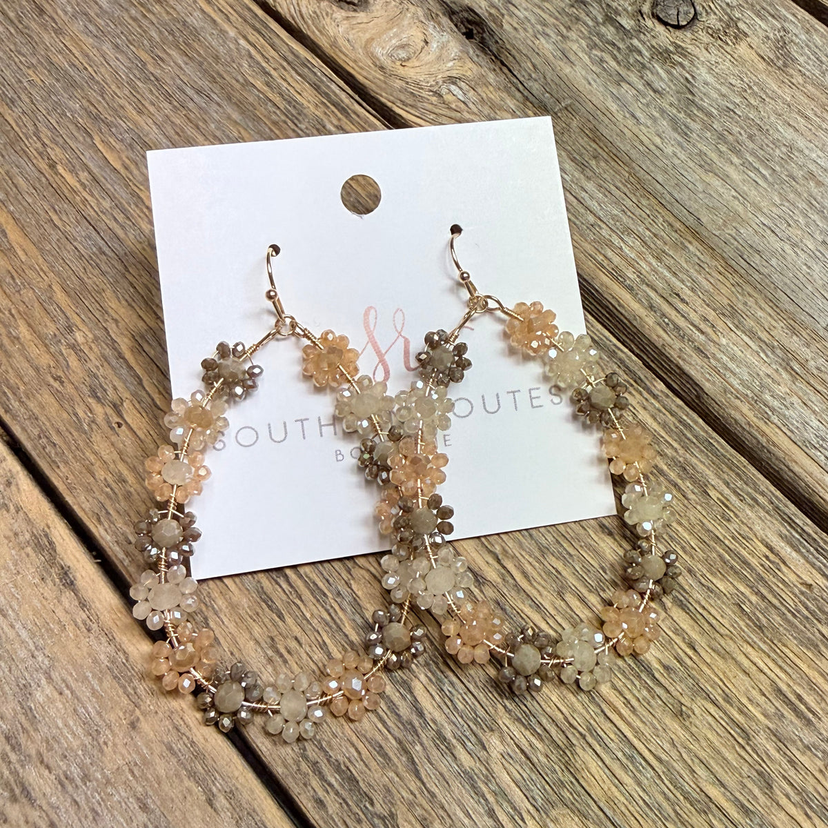 Floral Teardrop Earrings | Brown Mix