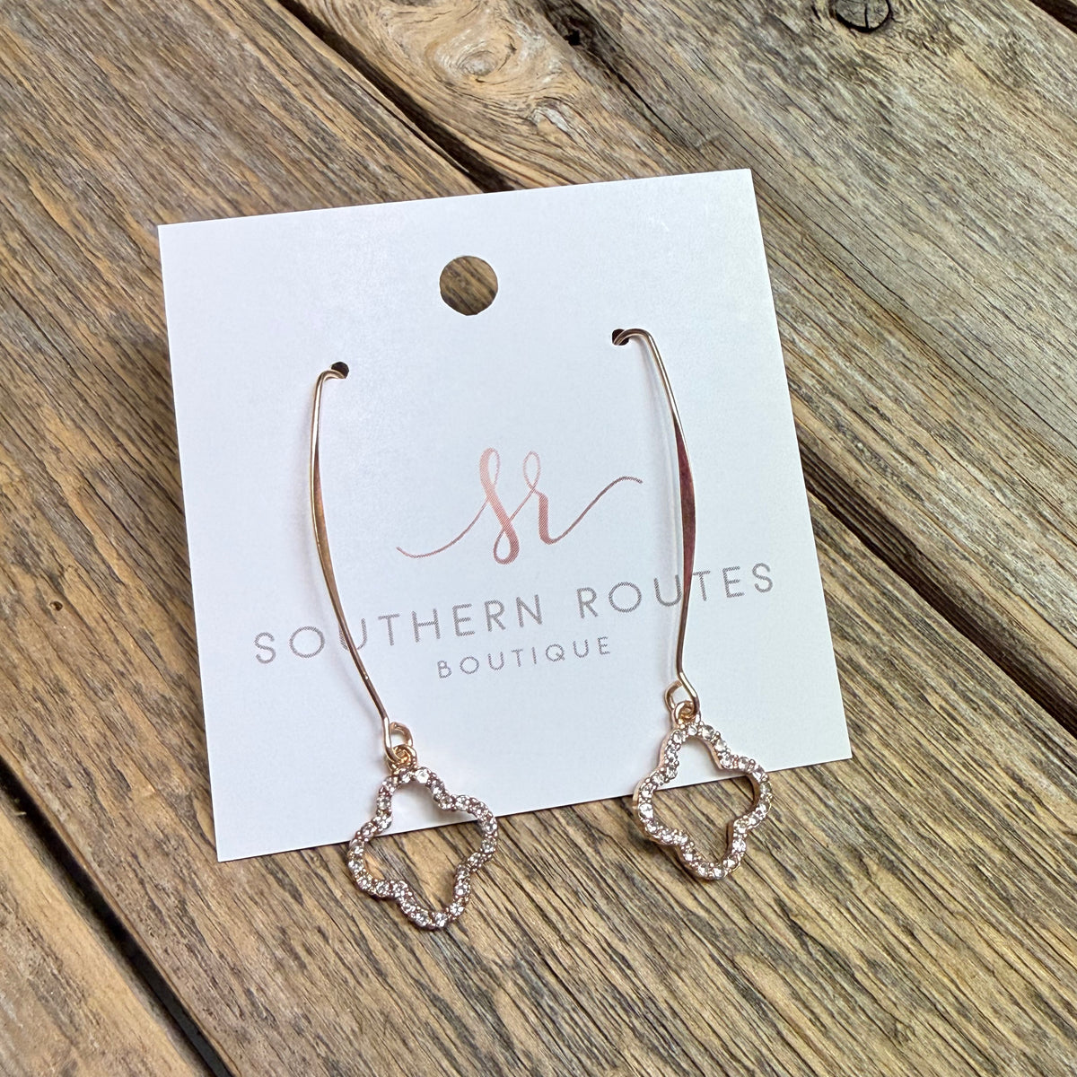 Crystal Quatrefoil Drop Earrings | Gold/Clear