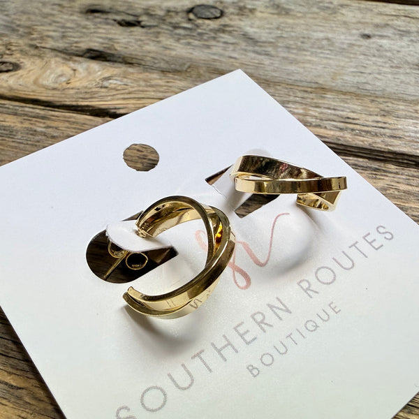 14k Gold Dipped Twist Huggie Earrings | Gold