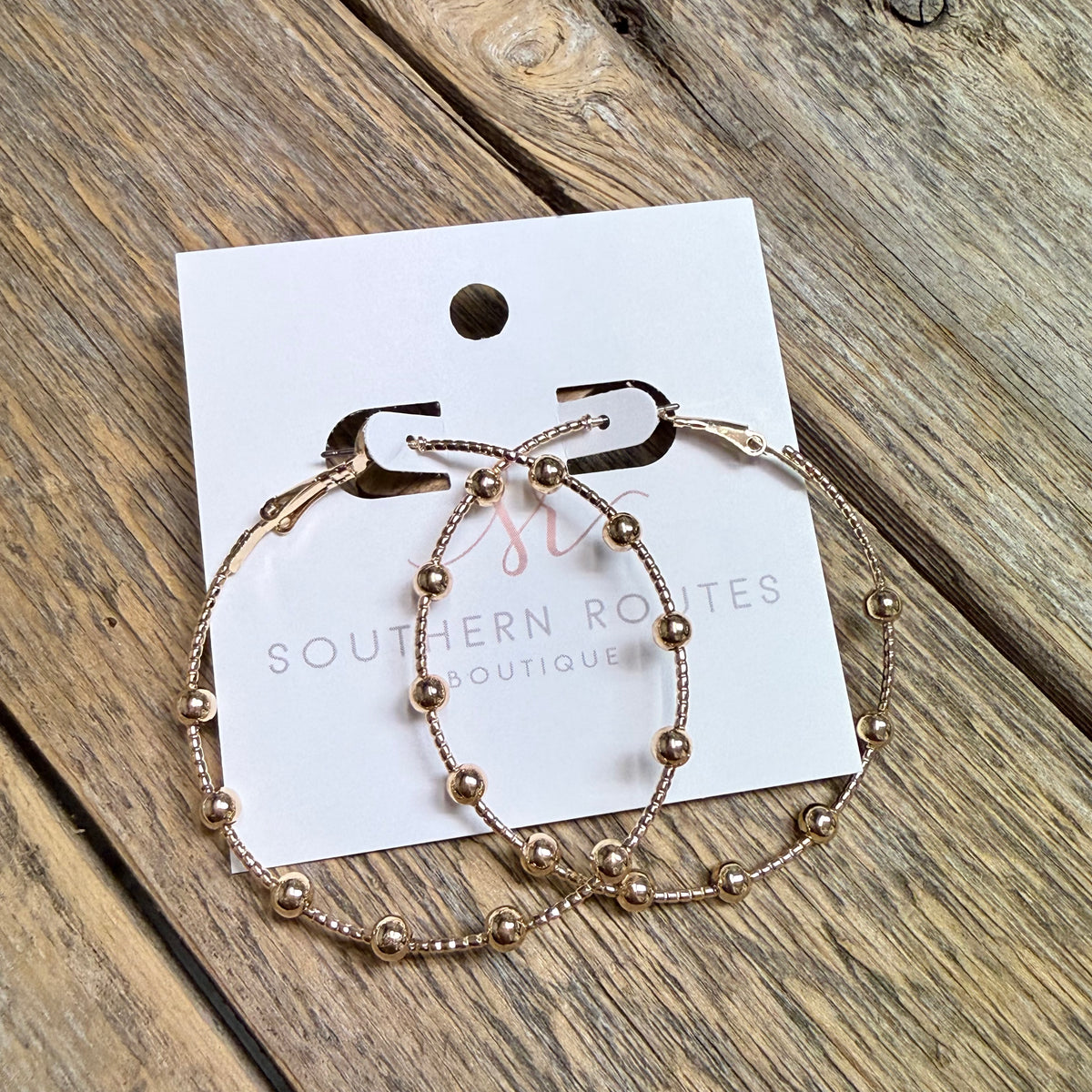 Beaded Hoop Earrings | Gold