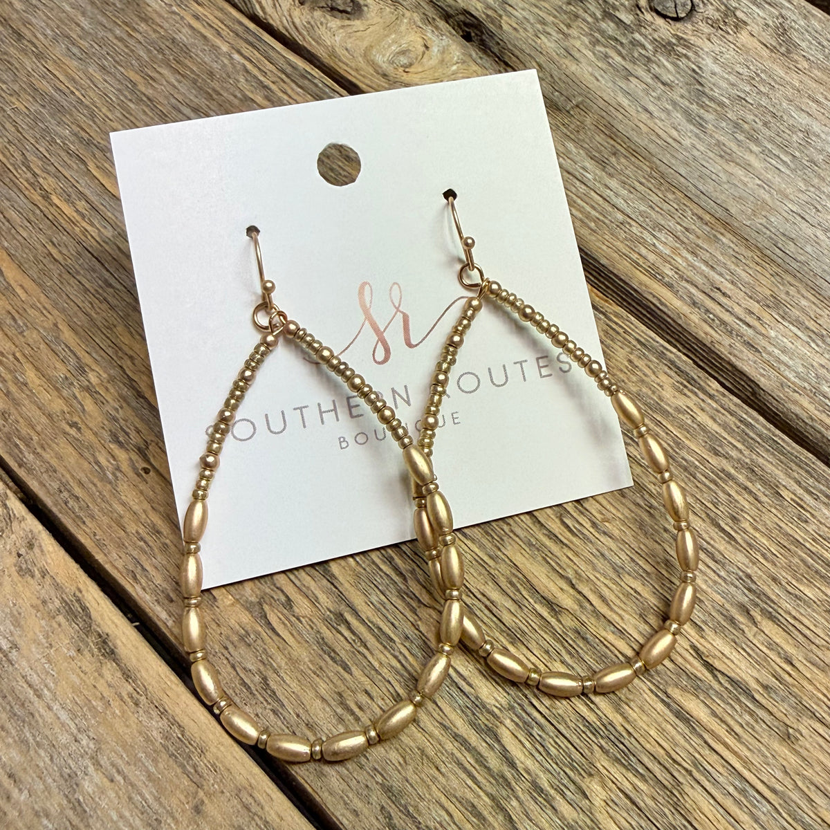 Satin Metal Teardrop Earrings | Gold