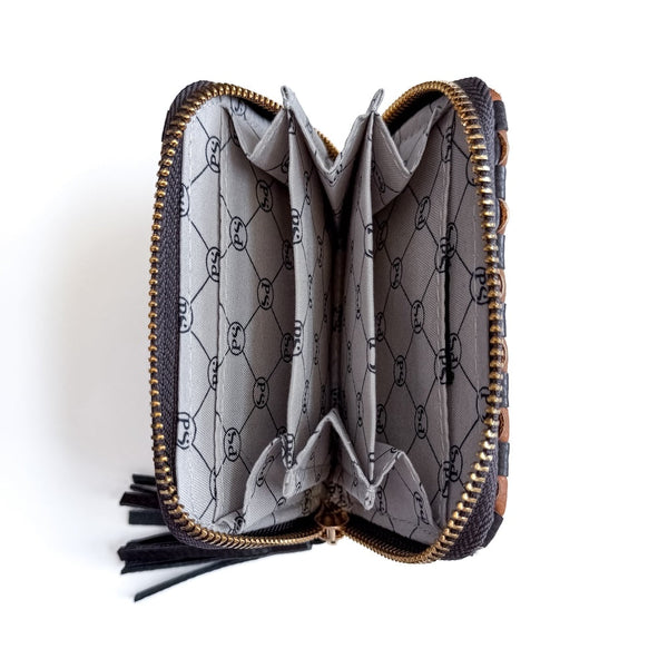 Wynona Woven Wallet | Checkered Coffee