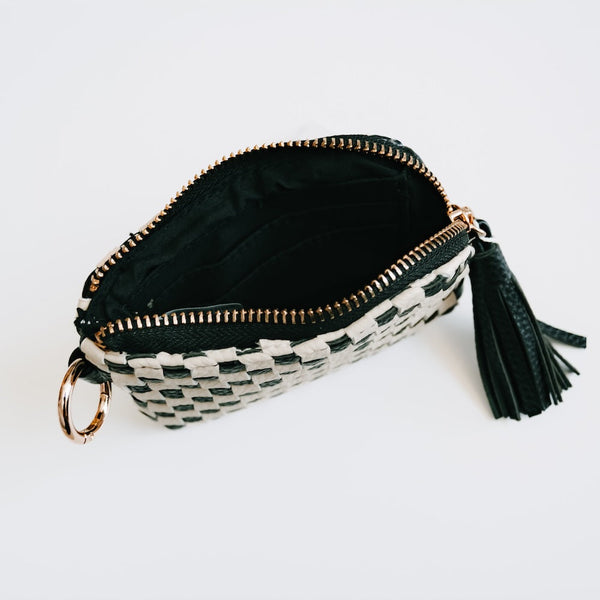 Paris Card Wallet | Woven Checkered Black