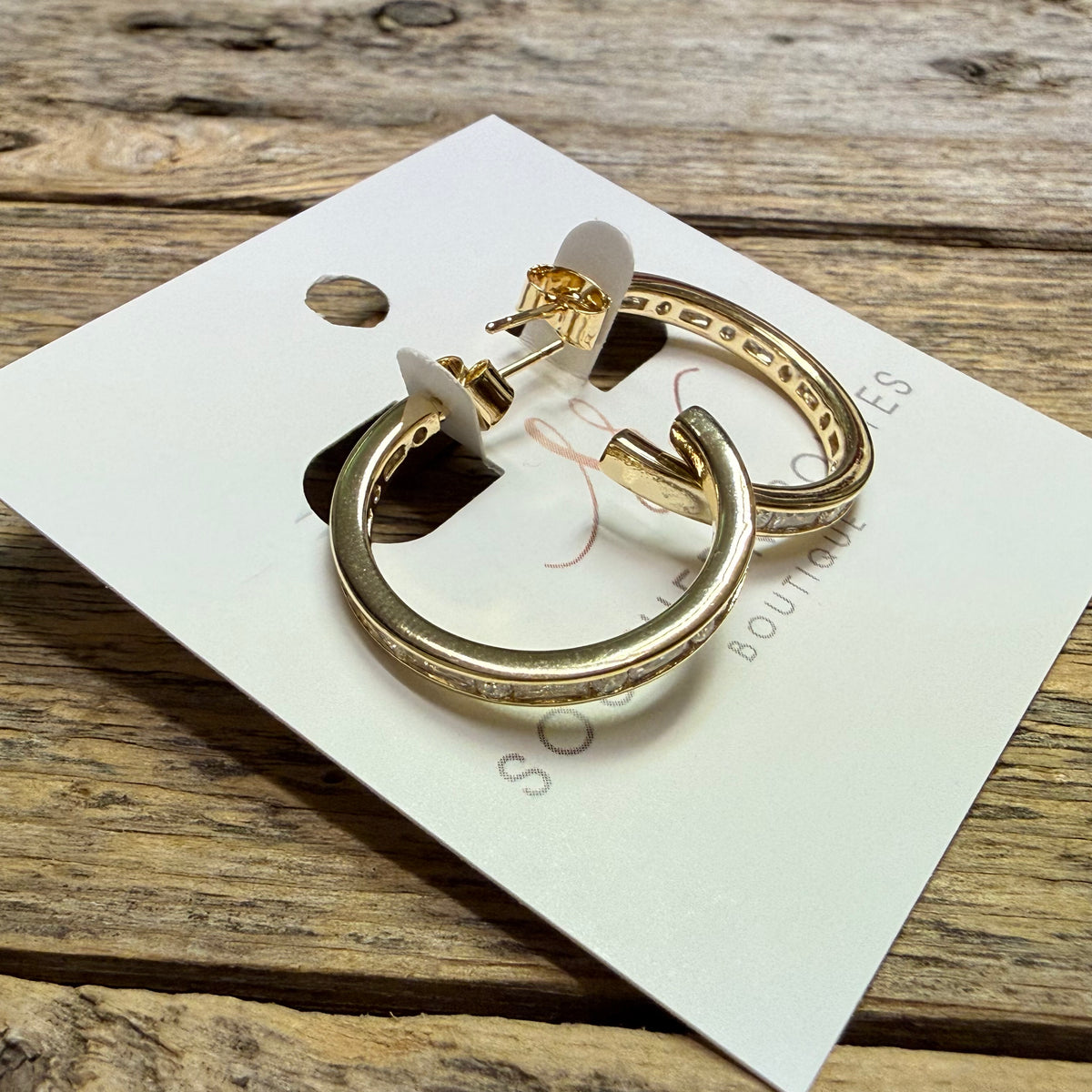 14k Gold Dipped Crystal Hoop Earrings | Gold
