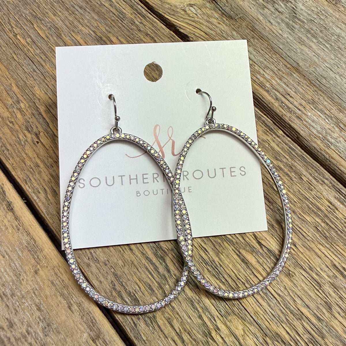 Crystal Oval Earrings | Silver/AB