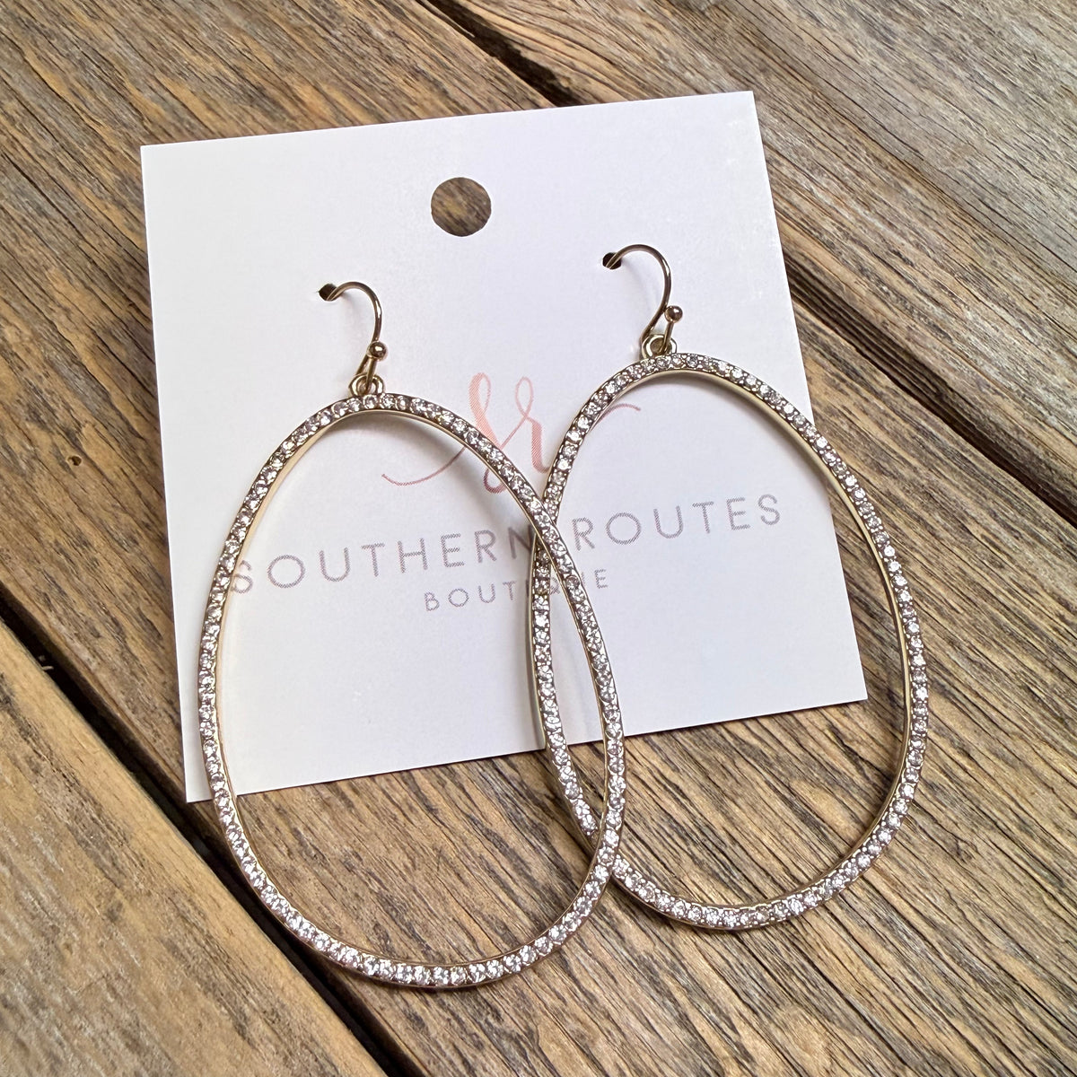 Crystal Oval Earrings | Gold/Clear