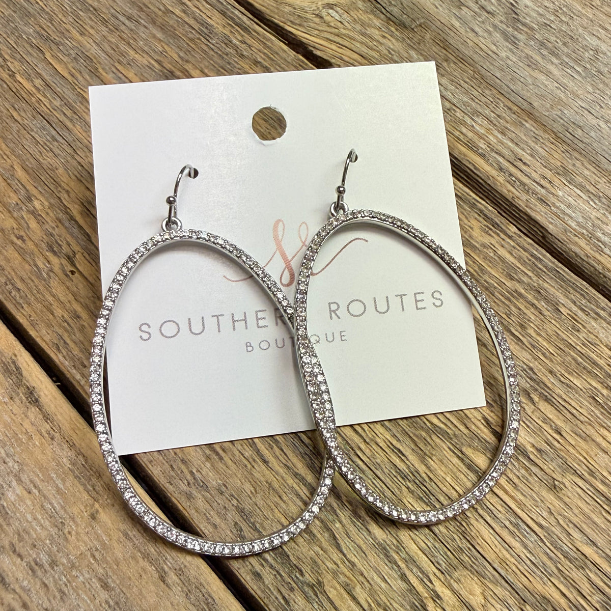 Crystal Oval Earrings | Silver/Clear