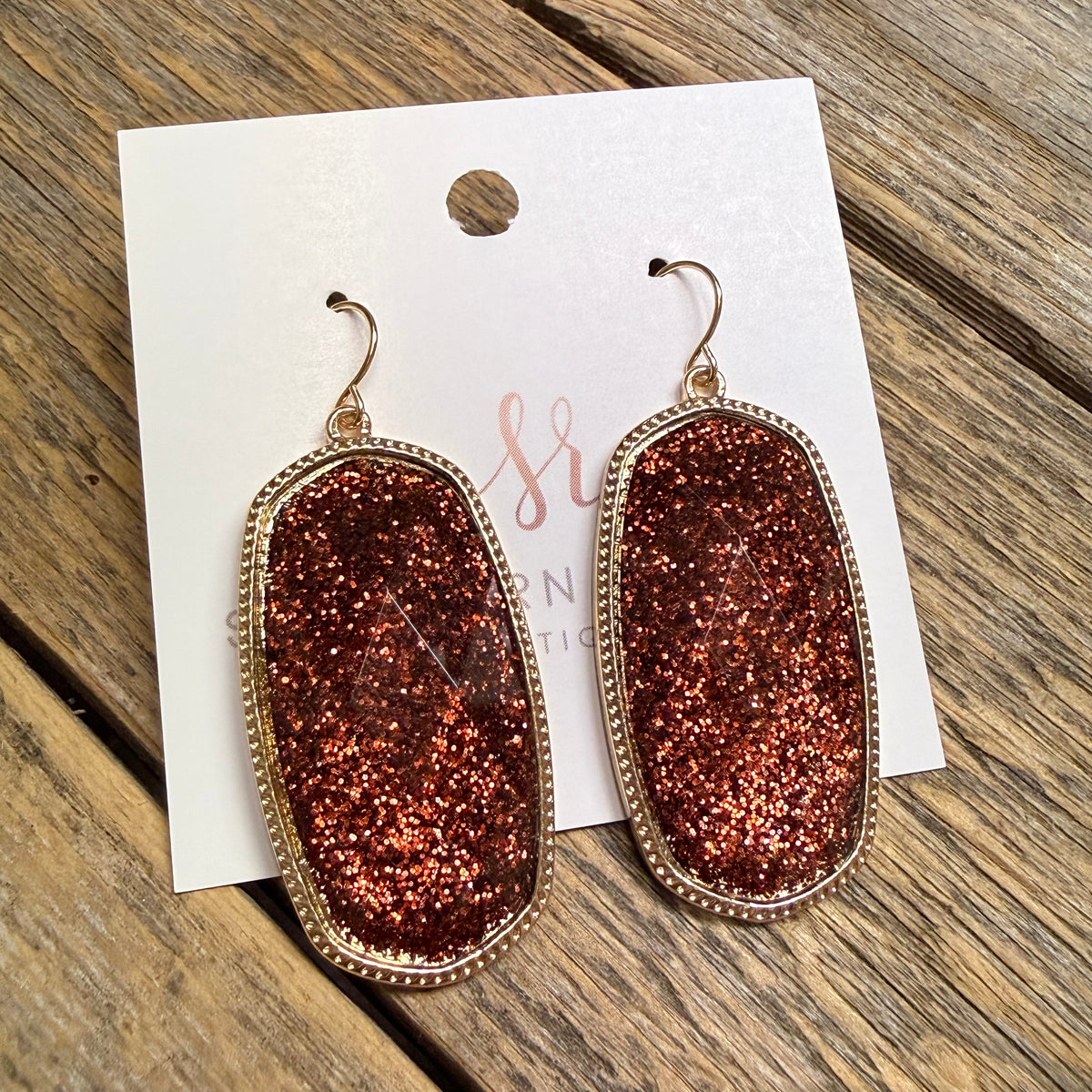 Beveled Drop Earrings | Glitter Burgundy