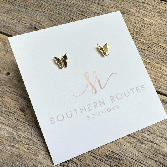 Butterfly Petite Stud Earrings | Gold