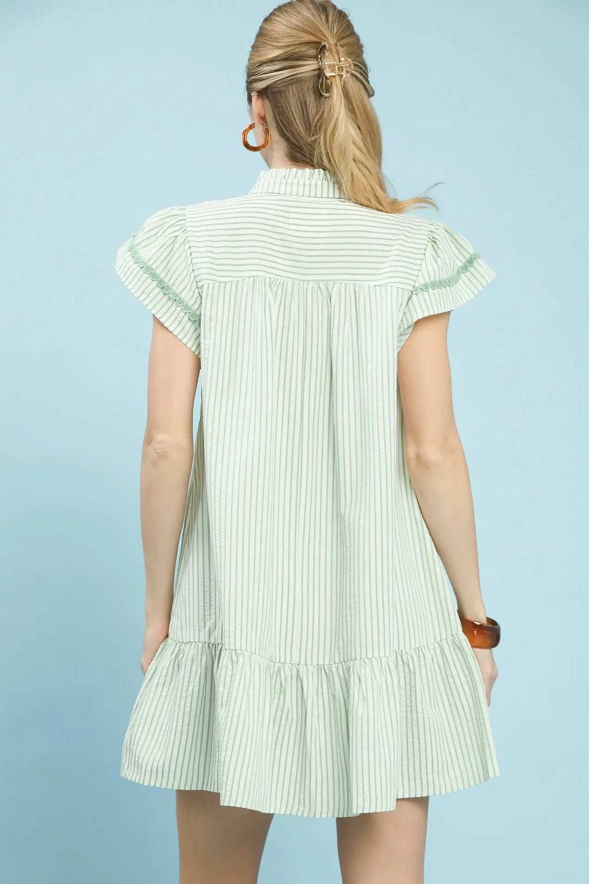 Striped Ruffle Hem Tunic Dress | Sage