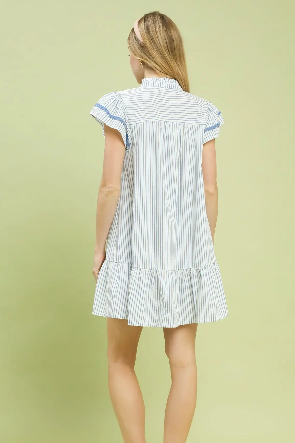 Striped Ruffle Hem Tunic Dress | Sky