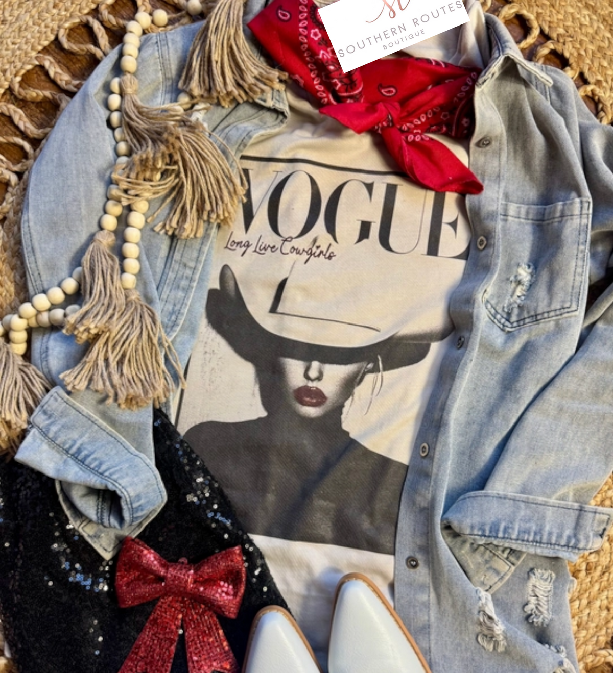 Vogue Cowgirl Tee | White