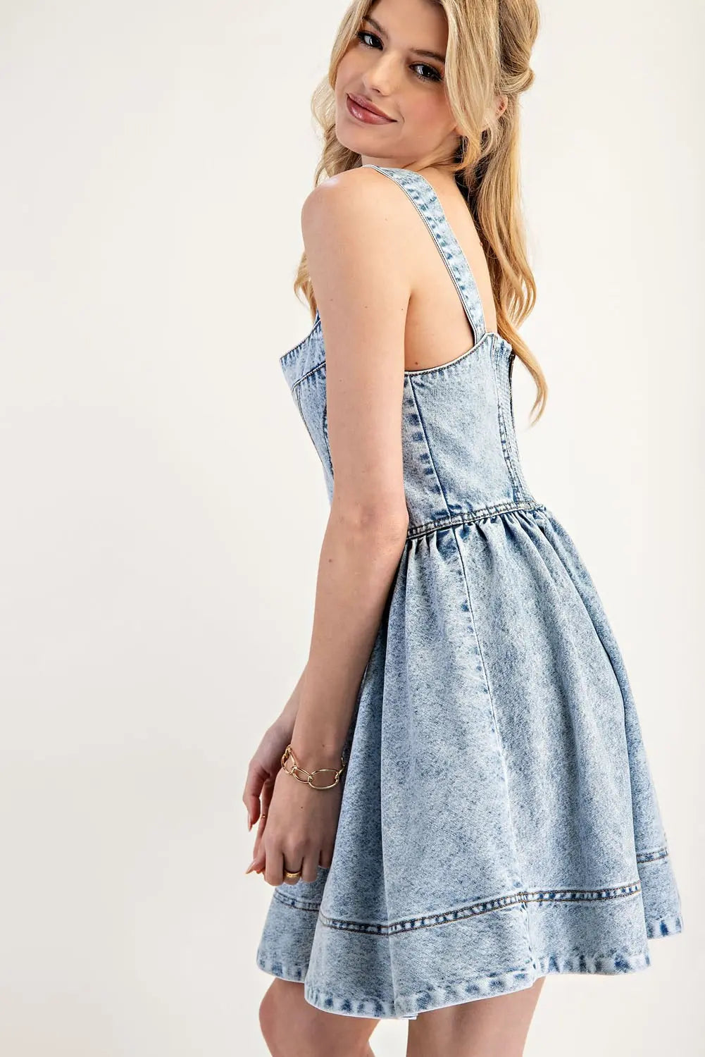 Vintage Denim Sleeveless Mini Dress | Light Wash