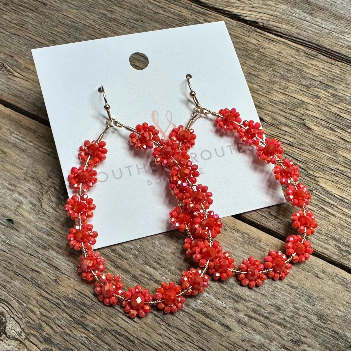 Floral Teardrop Earrings | Coral