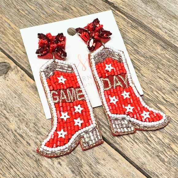 Cougar Star Boot Earrings | Red Gameday
