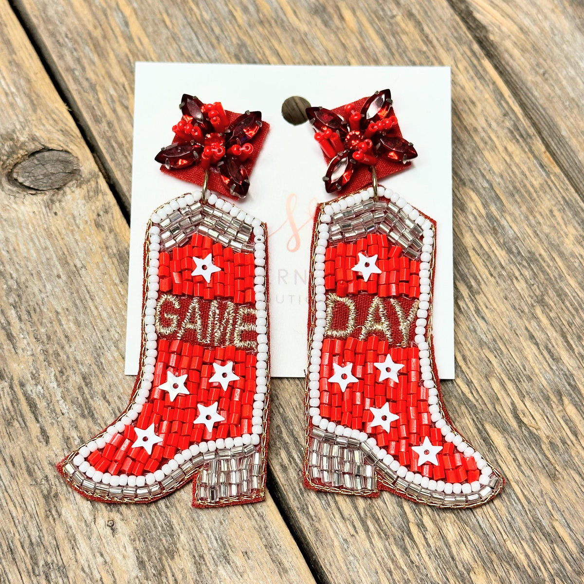 Cougar Star Boot Earrings | Red Gameday