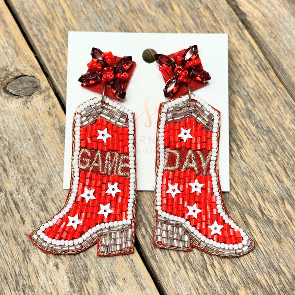 Cougar Star Boot Earrings | Red Gameday