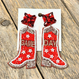 Cougar Star Boot Earrings | Red Gameday