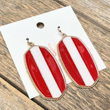 Striped Metal Earrings | Red+White+Gold