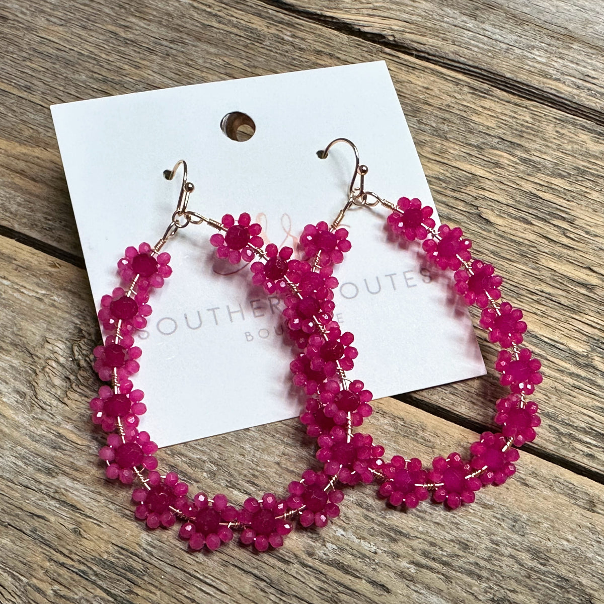 Floral Teardrop Earrings | Fuchsia