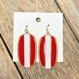 Striped Metal Earrings | Red+White+Gold