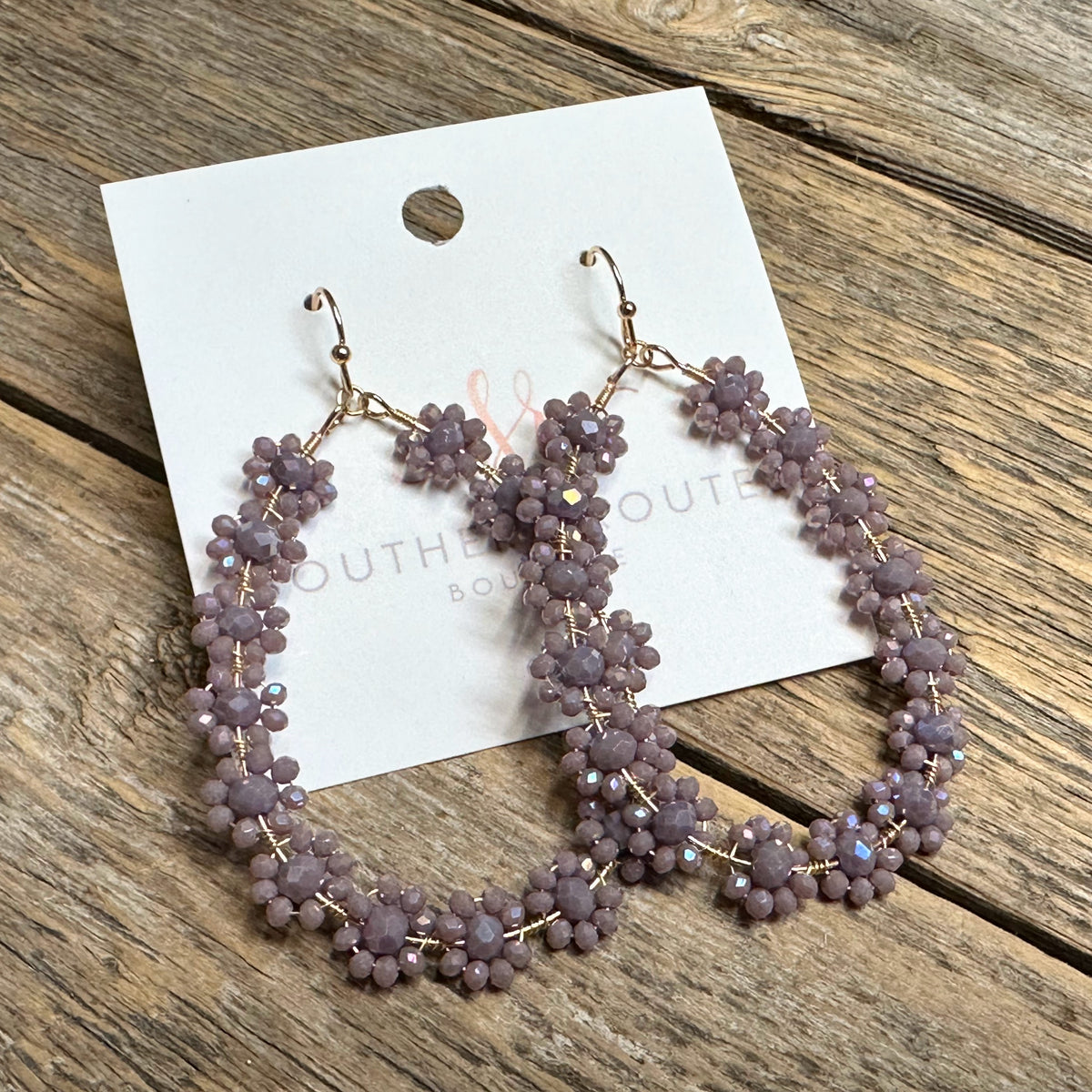 Floral Teardrop Earrings | Lavender