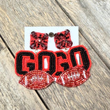 GO Football Seed Bead Earrings | Red+Black
