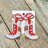 Cougar Star Boot Earrings | Red+White