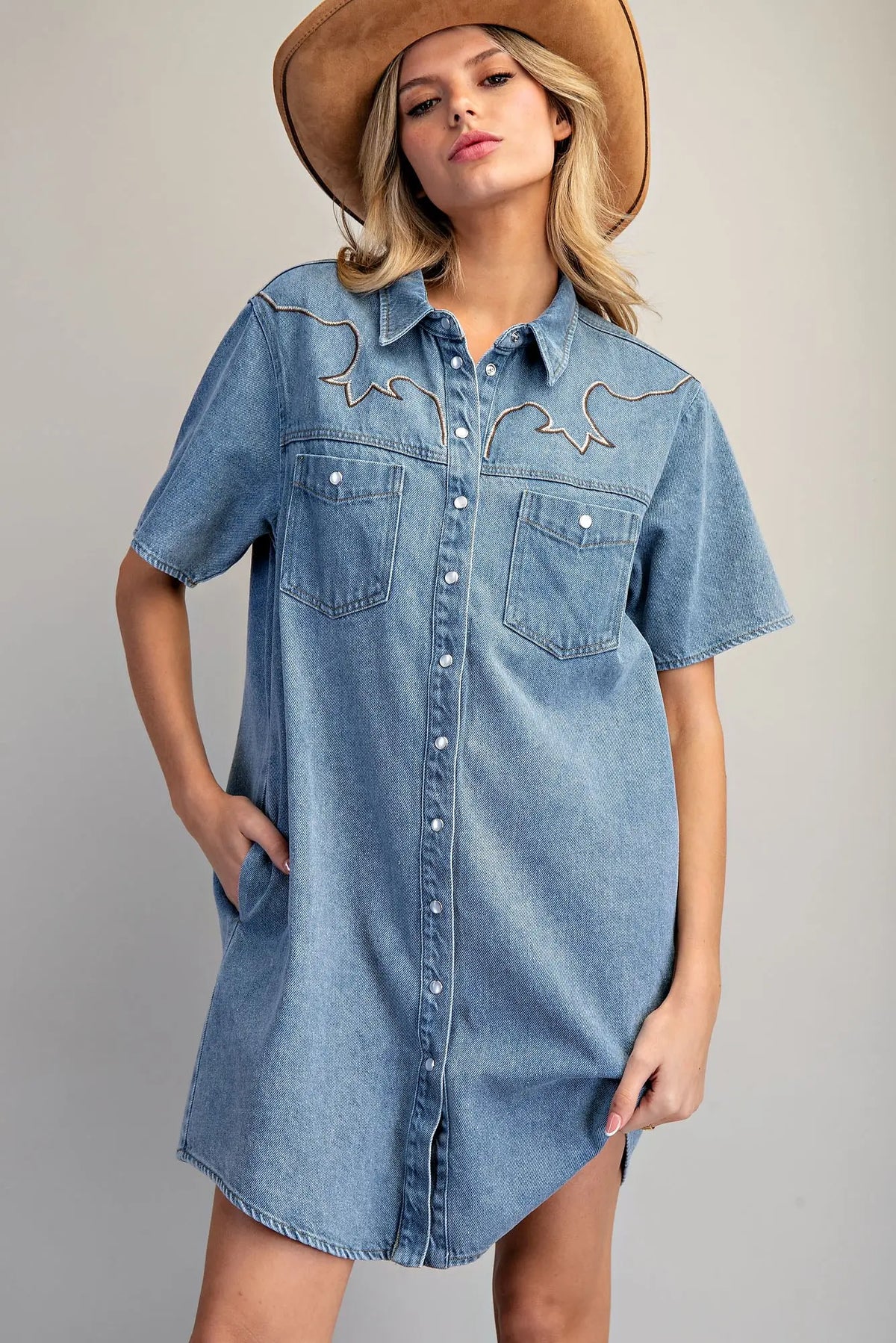 Stone Washed Sleeveless Mini Dress | Denim