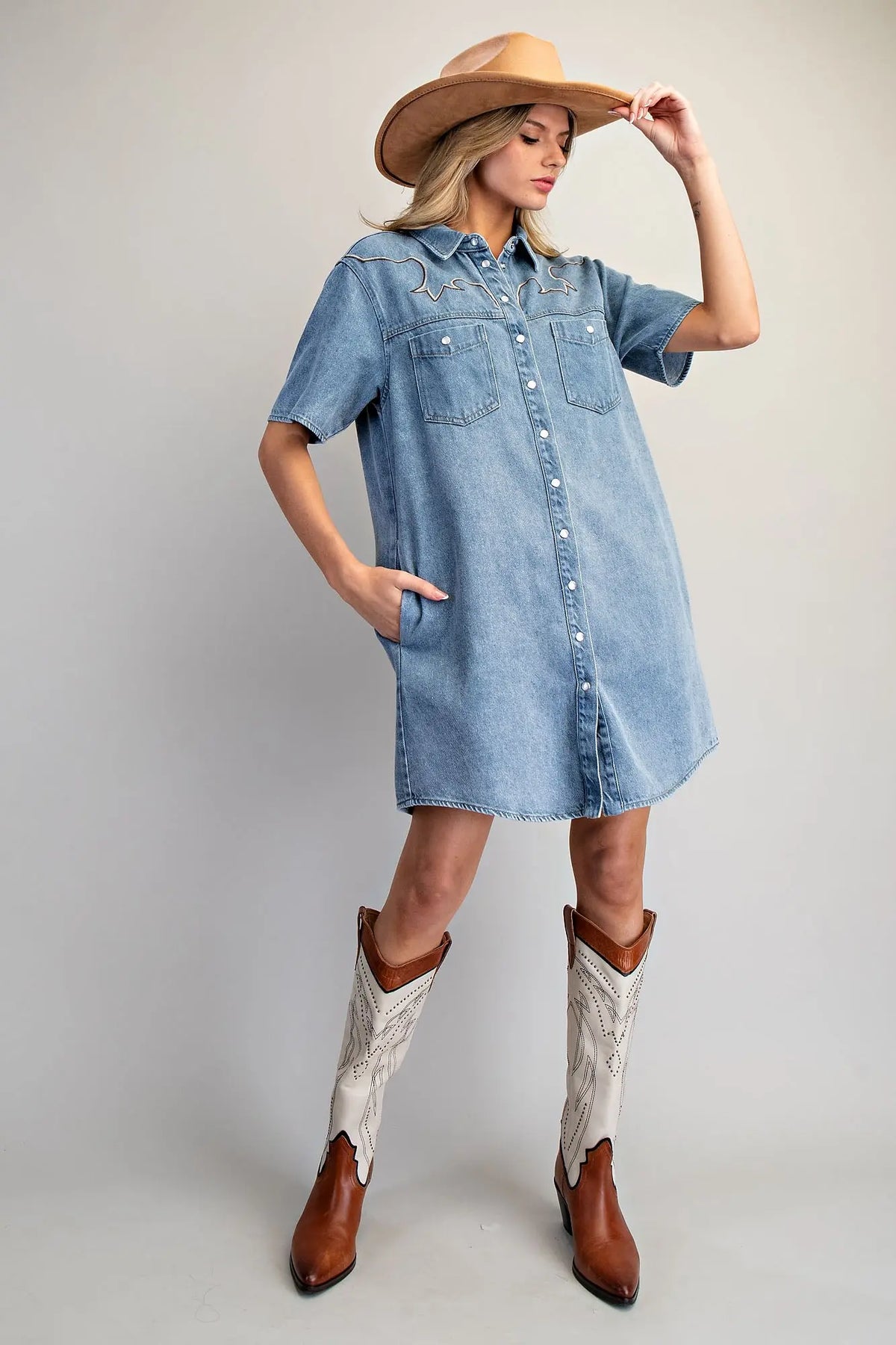 Stone Washed Sleeveless Mini Dress | Denim