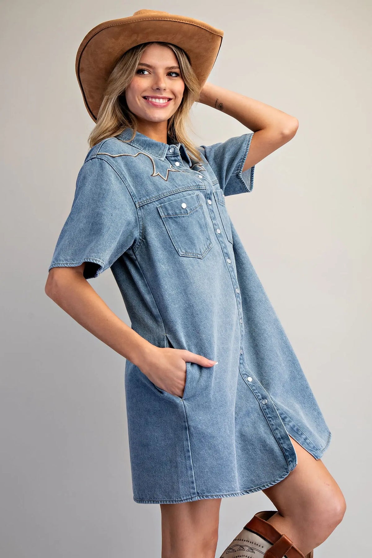 Stone Washed Sleeveless Mini Dress | Denim