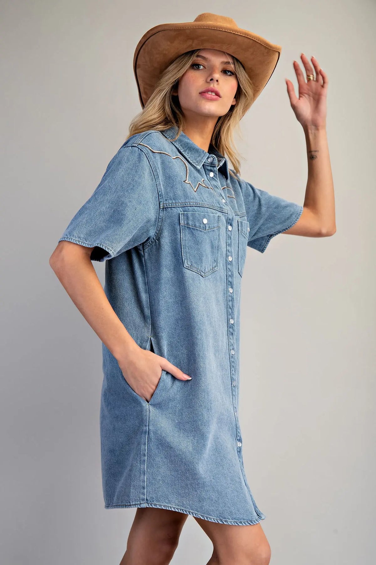 Stone Washed Sleeveless Mini Dress | Denim