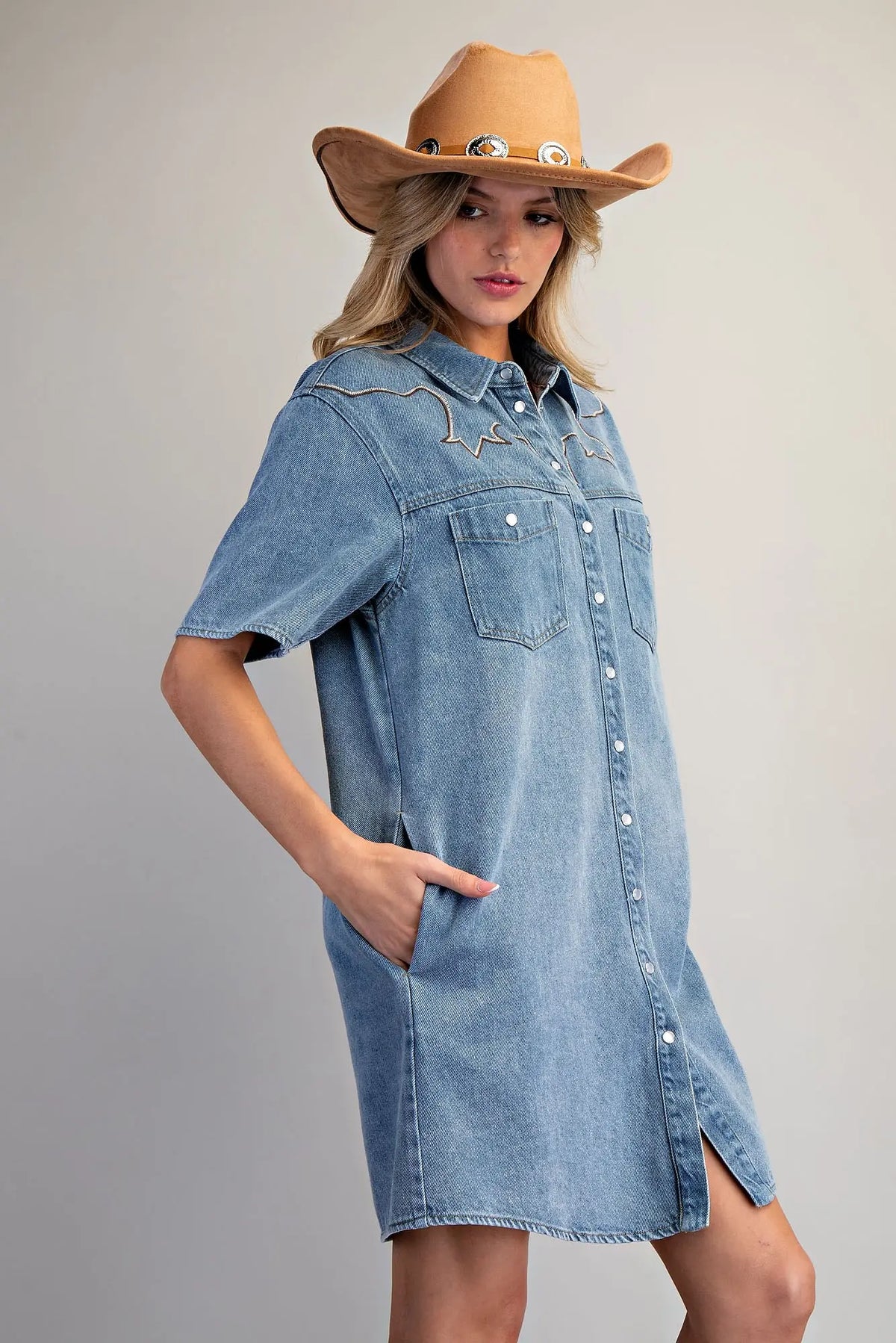 Stone Washed Sleeveless Mini Dress | Denim